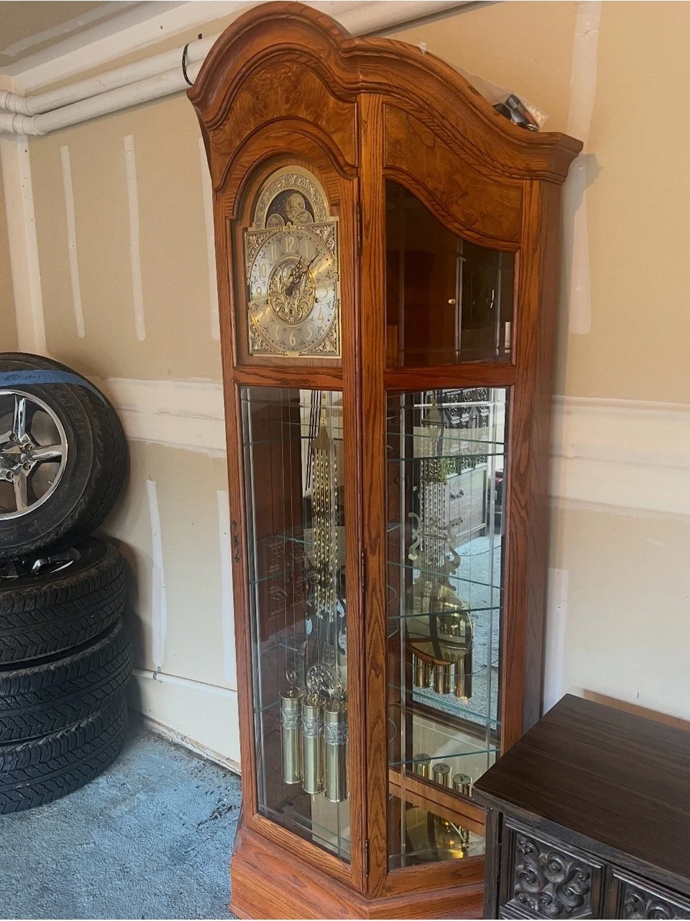 Ornate Wall Clock Dial in Gold and Silver Tones